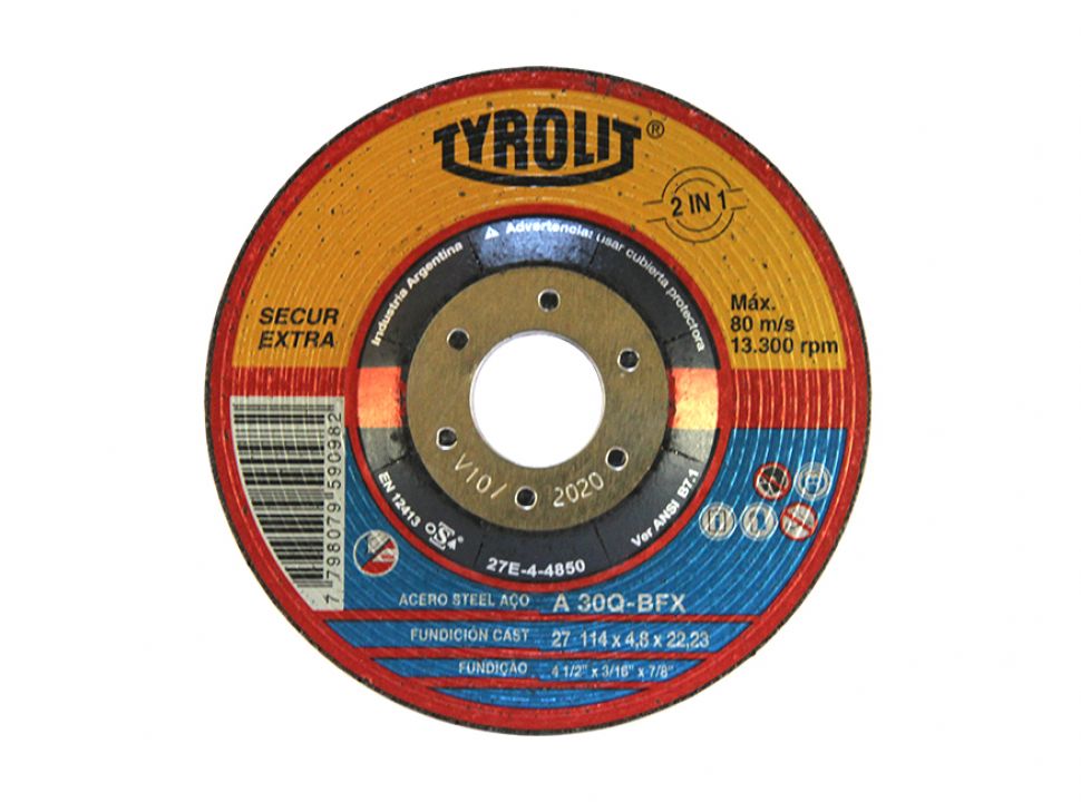 DISCO DE CORTE 114 x 7 TYROLIT | 27E-5-4850 - SECUR EXTRA