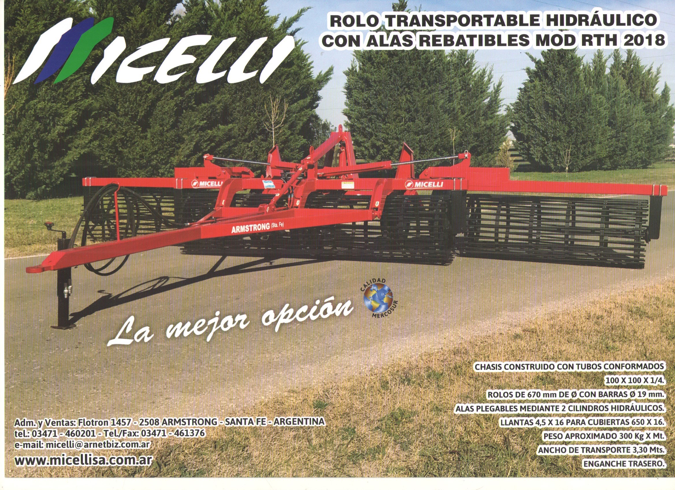 Rolo transp.Hidraulico alas rebatibles 6,5m 