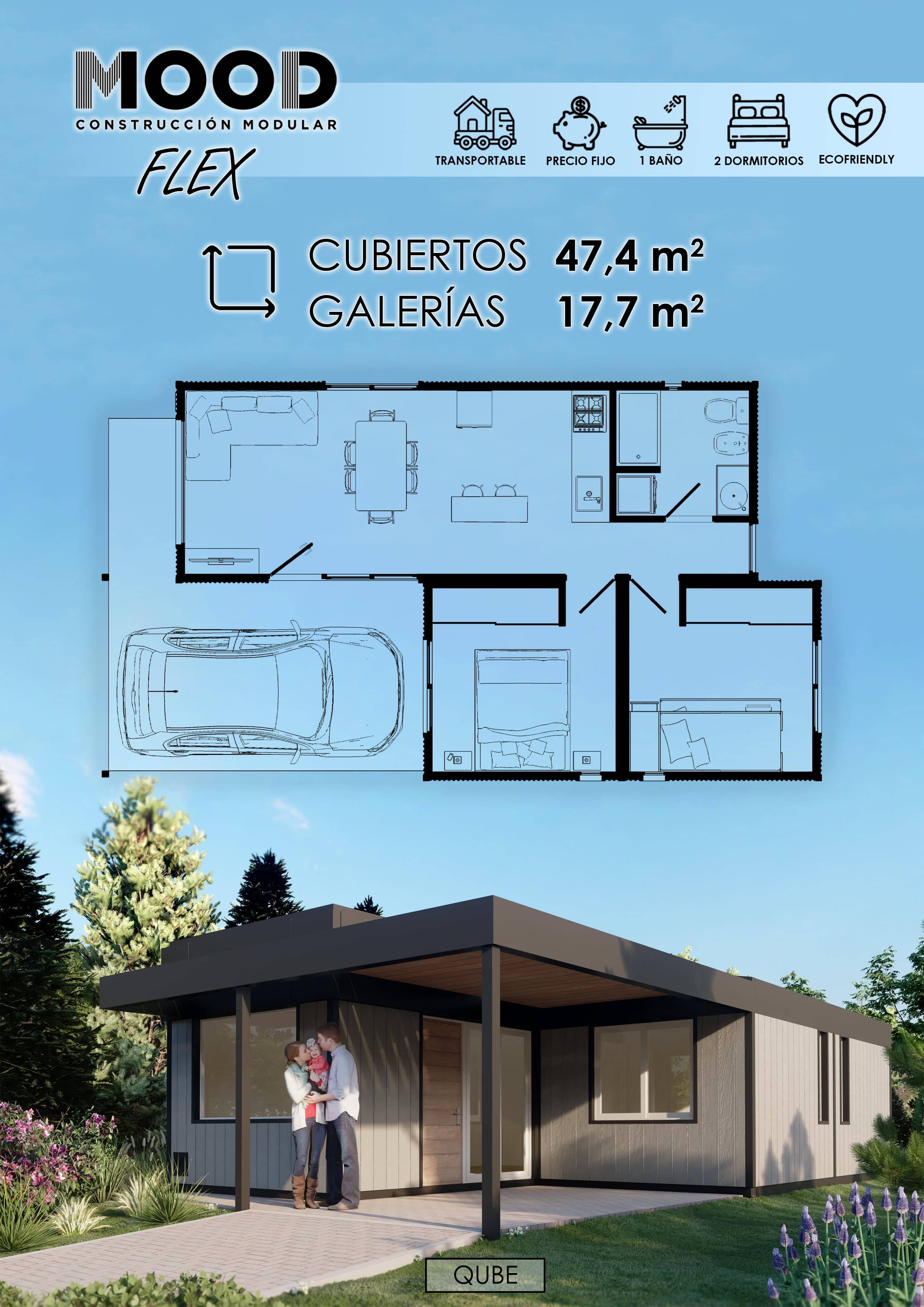 CASA MODULAR FLEX 2 DORMITORIO - MOOD CONSTRUCCIONES