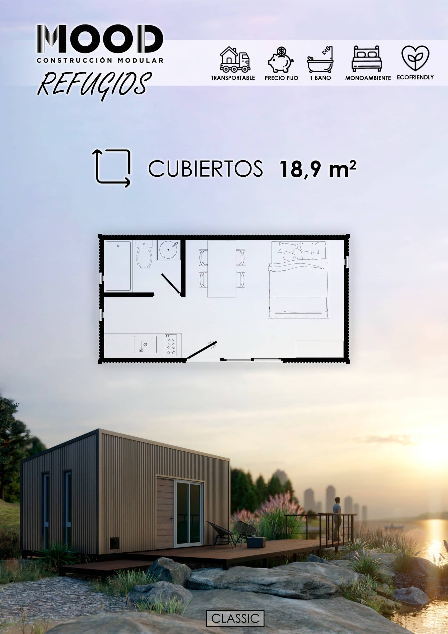REFUGIO  MODULAR 18 m2 - MOOD CONSTRUCCIONES