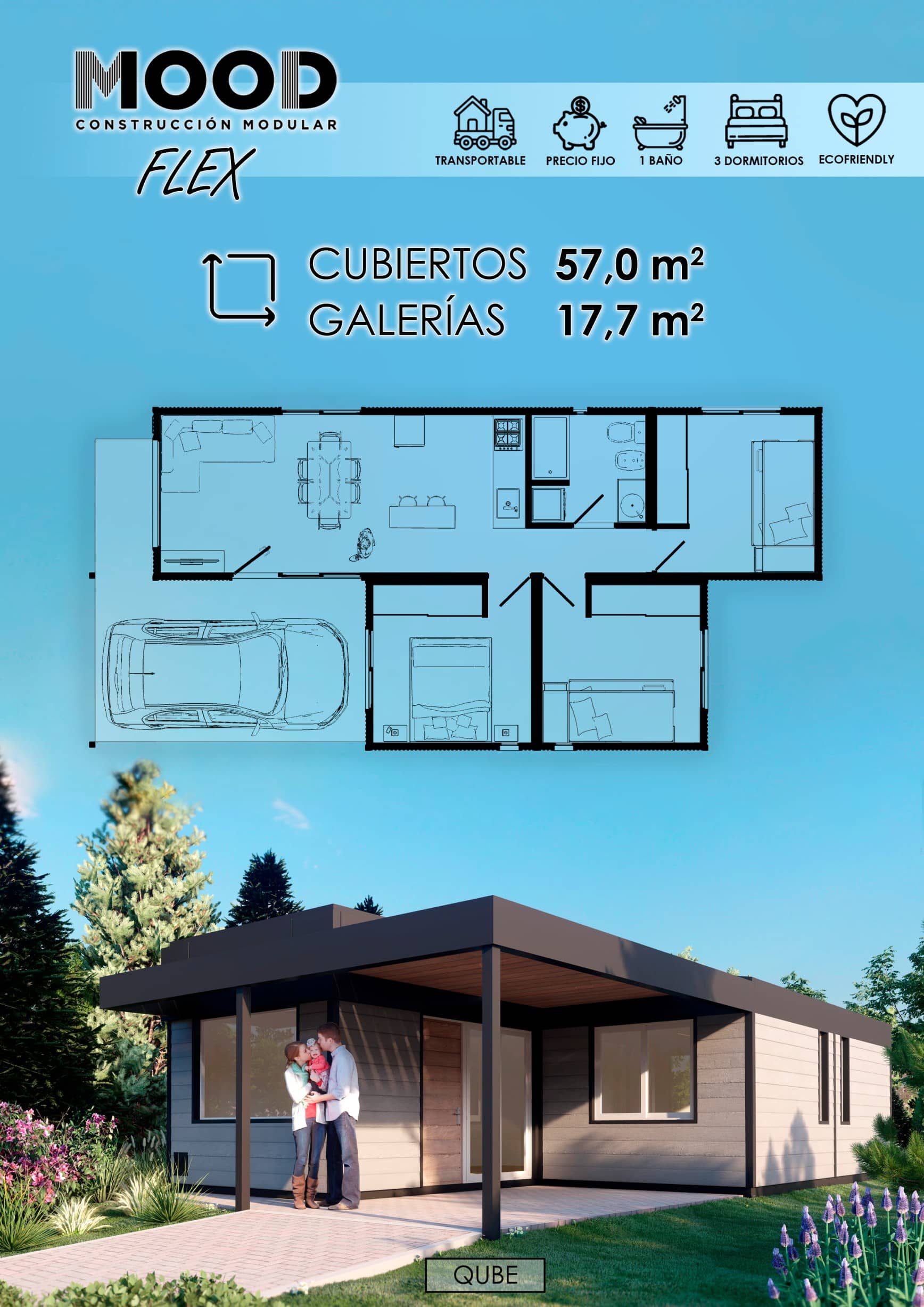CASA MODULAR FLEX 3 DORMITORIO - MOOD CONSTRUCCIONES