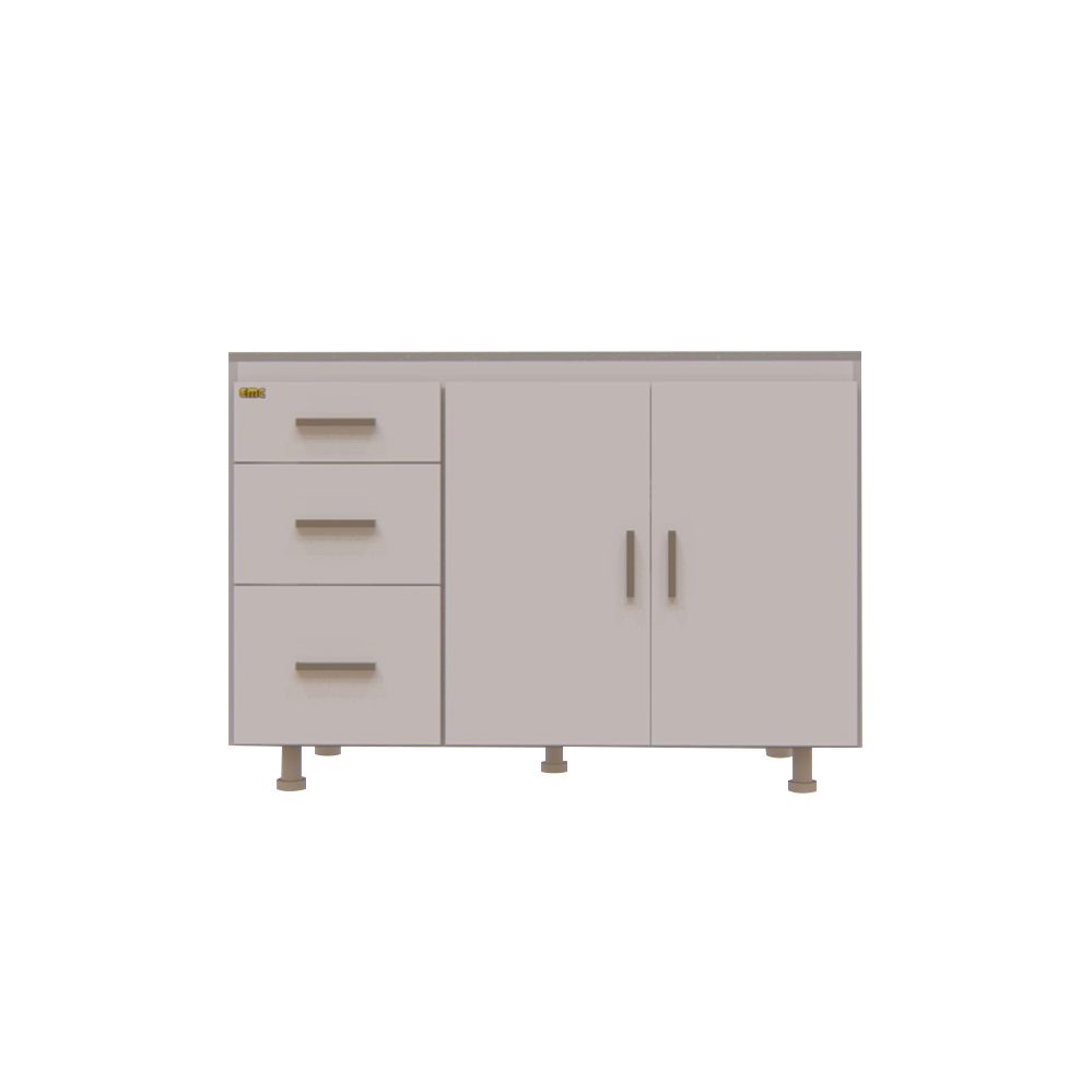 MUEBLE BAJO MESADA 3 CAJONES 2 PUERTAS 1,2MT BLANCO (BM120B)